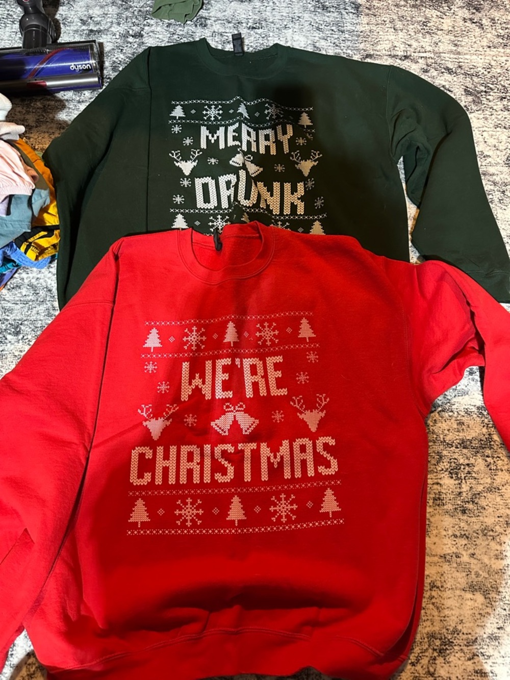 Christmas Graphic Sweatshirt Duo - Red & Forest Green